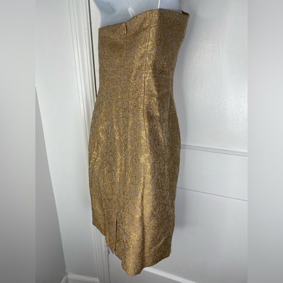 MILLY of New York Elegant Gold Strapless Cocktail Tapestry Dress - Picture 8 of 8